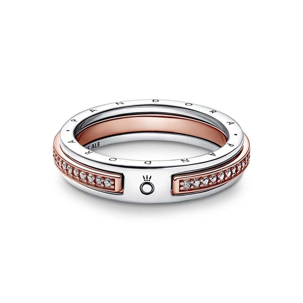 ANILLO LOGO Y PAVE 2 TONOS SIGNATURE PANDORA + KIT DE REGALO - Image 6
