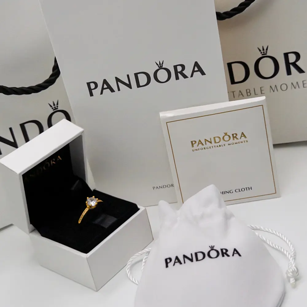 ANILLO COMPROMISO PANDORA DORADO CORONA TRANSPARENTE + KIT DE REGALO - Image 3