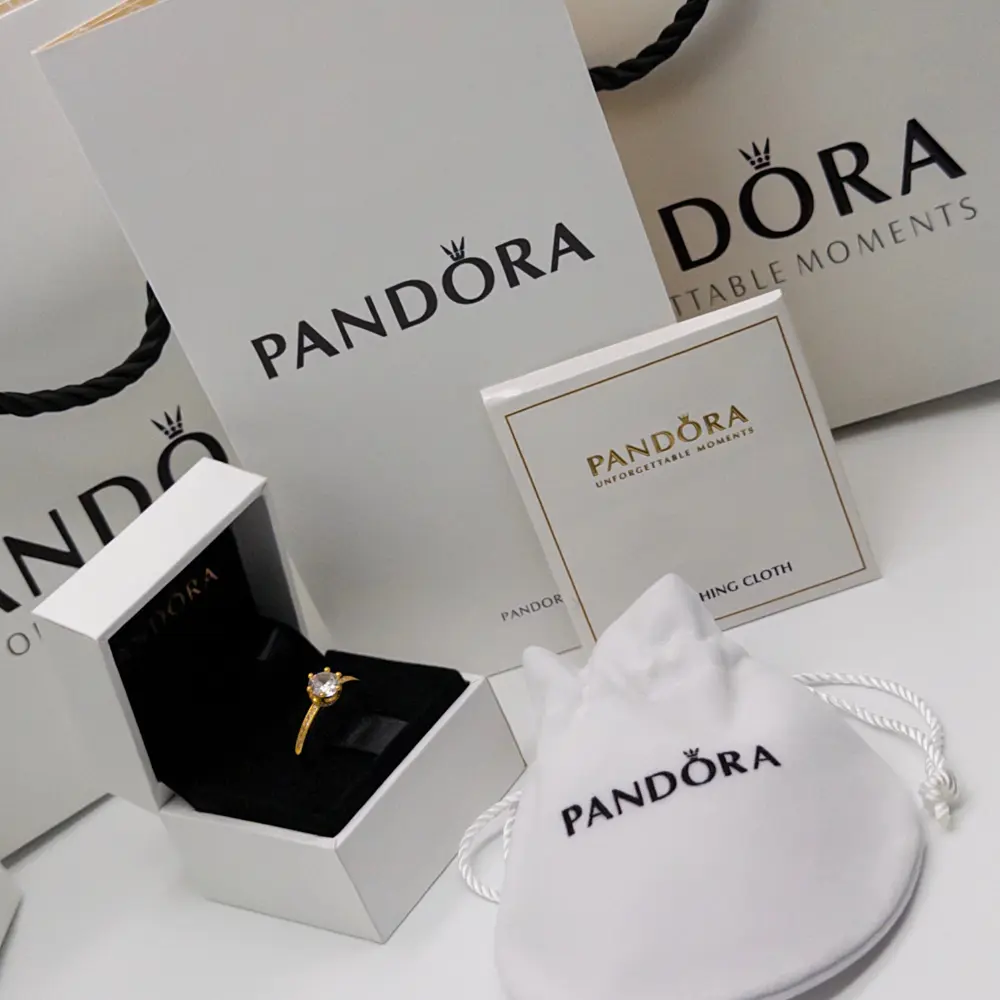 ANILLO COMPROMISO PANDORA DORADO CORONA TRANSPARENTE + KIT DE REGALO - Image 4