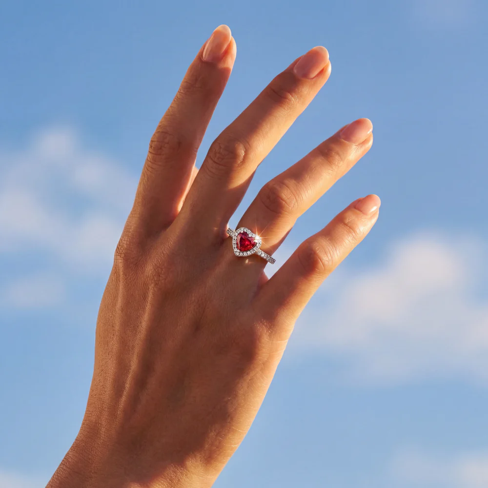 ANILLO PANDORA CORAZON ELEVADO PLATEADO ROJO + KIT DE REGALO - Image 3