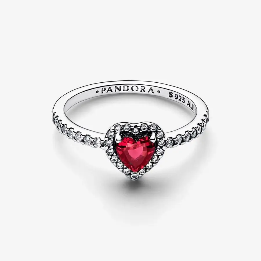 ANILLO PANDORA CORAZON ELEVADO PLATEADO ROJO + KIT DE REGALO - Image 9