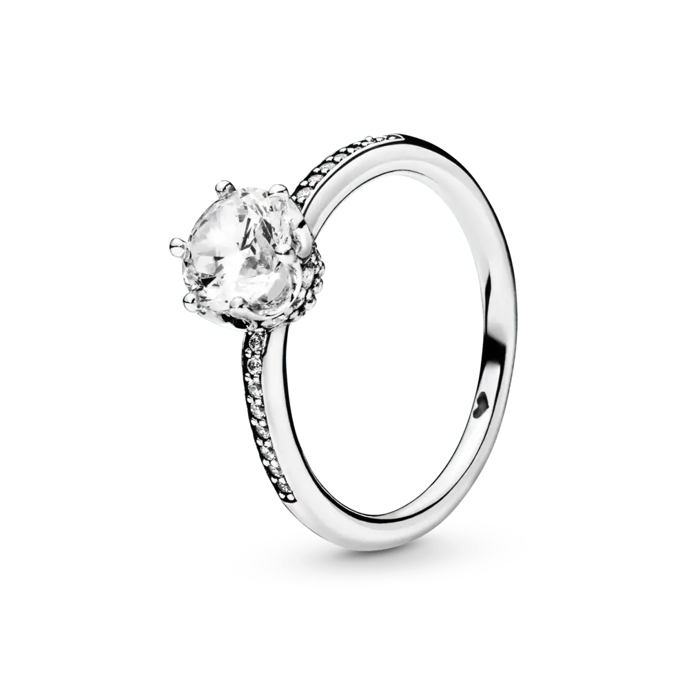 ANILLO COMPROMISO PANDORA CORONA TRANSPARENTE PLATA .925 + KIT DE REGALO - Image 5