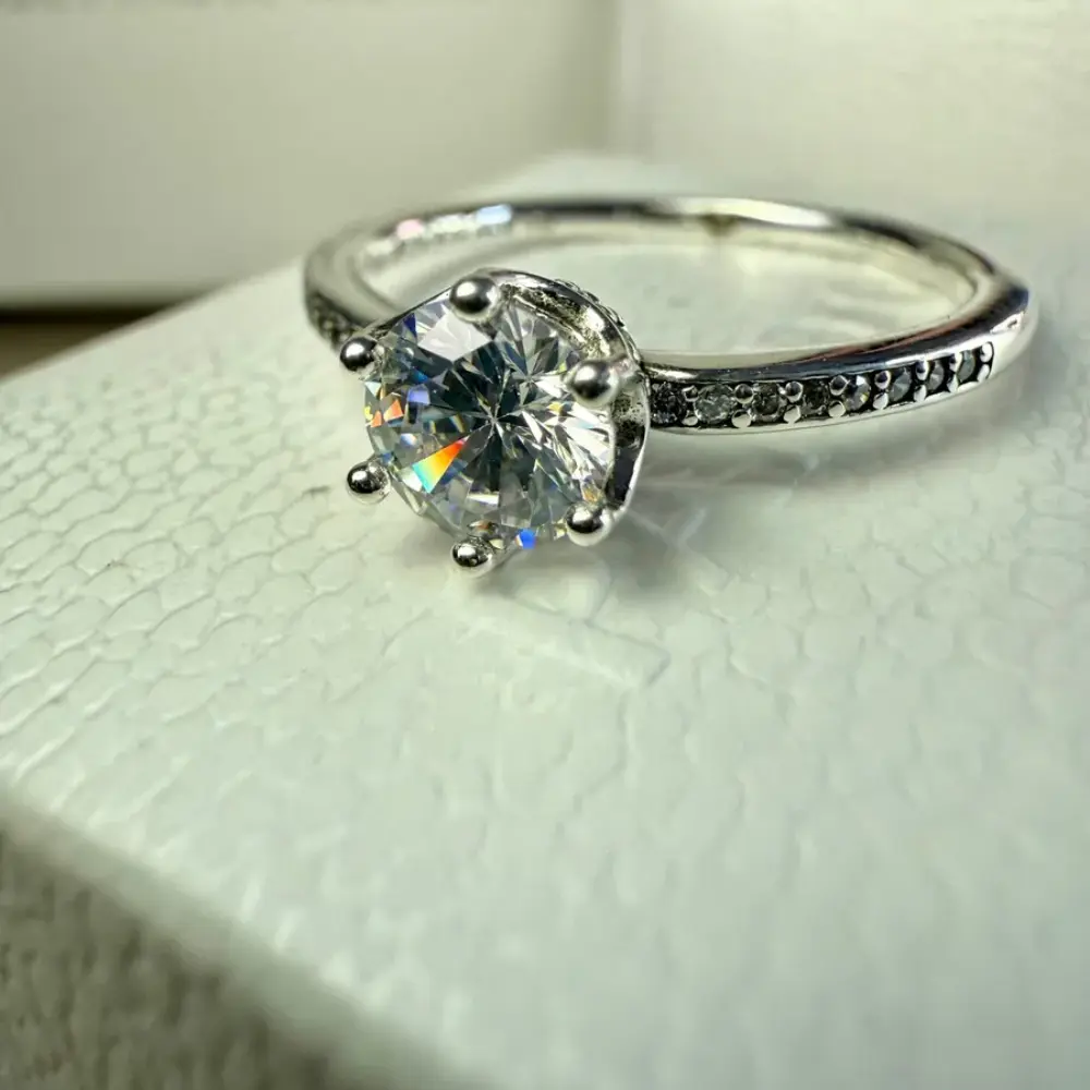 ANILLO COMPROMISO PANDORA CORONA TRANSPARENTE PLATA .925 + KIT DE REGALO - Image 6