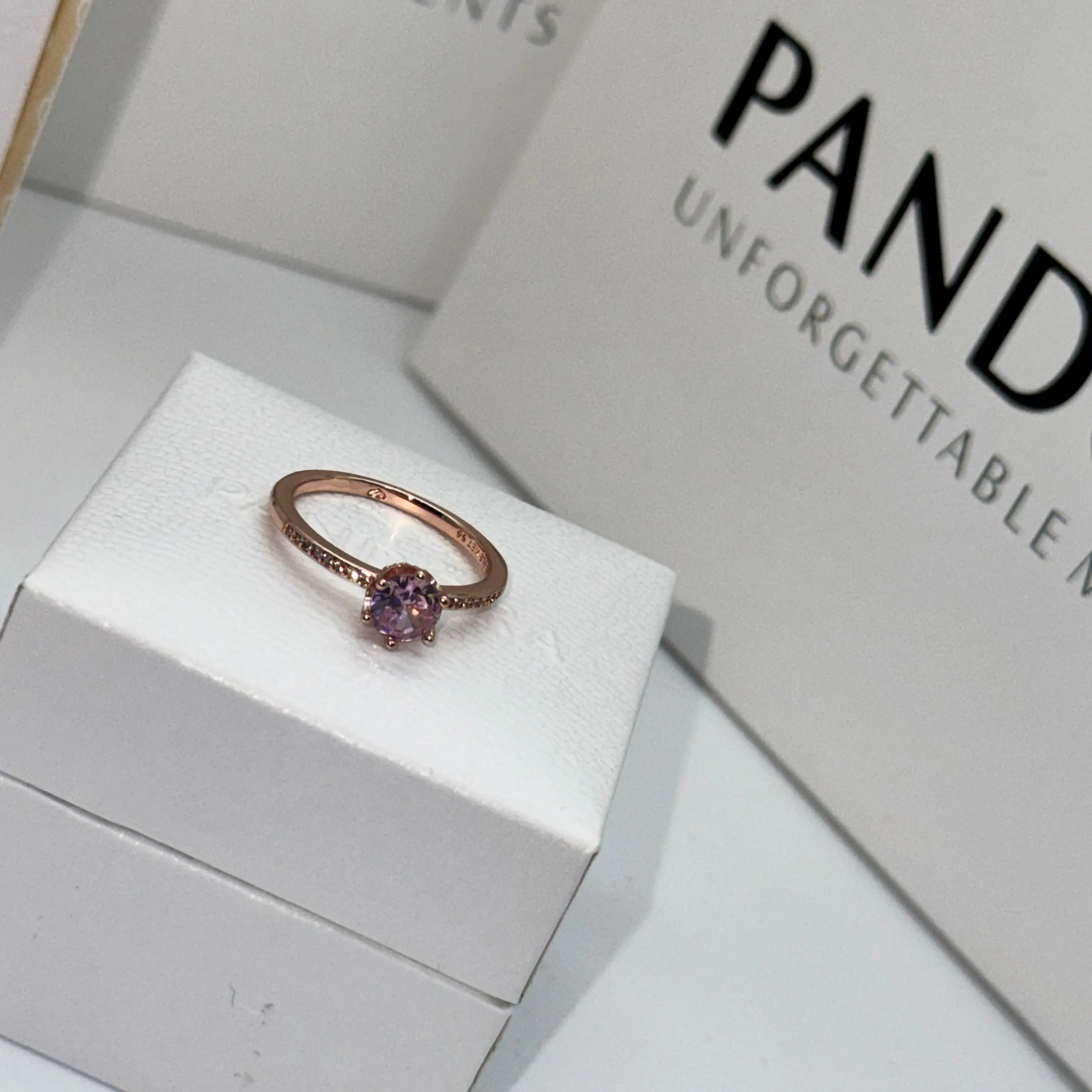 ANILLO COMPROMISO CORONA ROSA BRILLANTE PANDORA - Image 3
