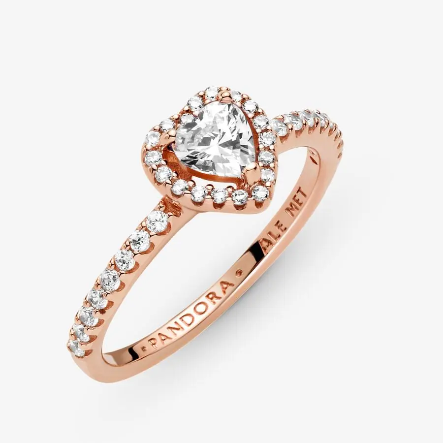 ANILLO PANDORA PROMESA CORAZON BRILLANTE ELEVADO BLANCO ORO ROSA + KIT DE REGALO - Image 10