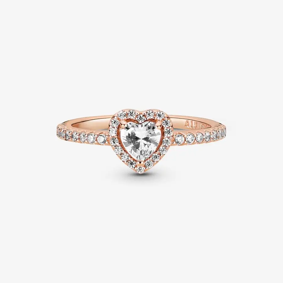 ANILLO PANDORA PROMESA CORAZON BRILLANTE ELEVADO BLANCO ORO ROSA + KIT DE REGALO - Image 5