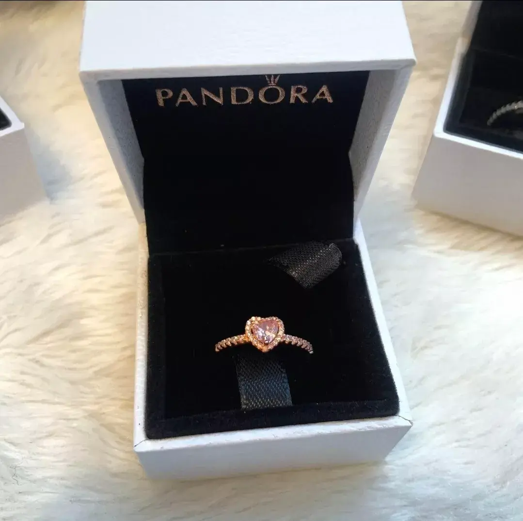 ANILLO PANDORA PROMESA CORAZON BRILLANTE ELEVADO BLANCO ORO ROSA + KIT DE REGALO - Image 7
