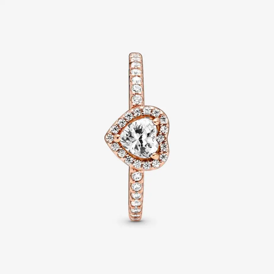 ANILLO PANDORA PROMESA CORAZON BRILLANTE ELEVADO BLANCO ORO ROSA + KIT DE REGALO - Image 9