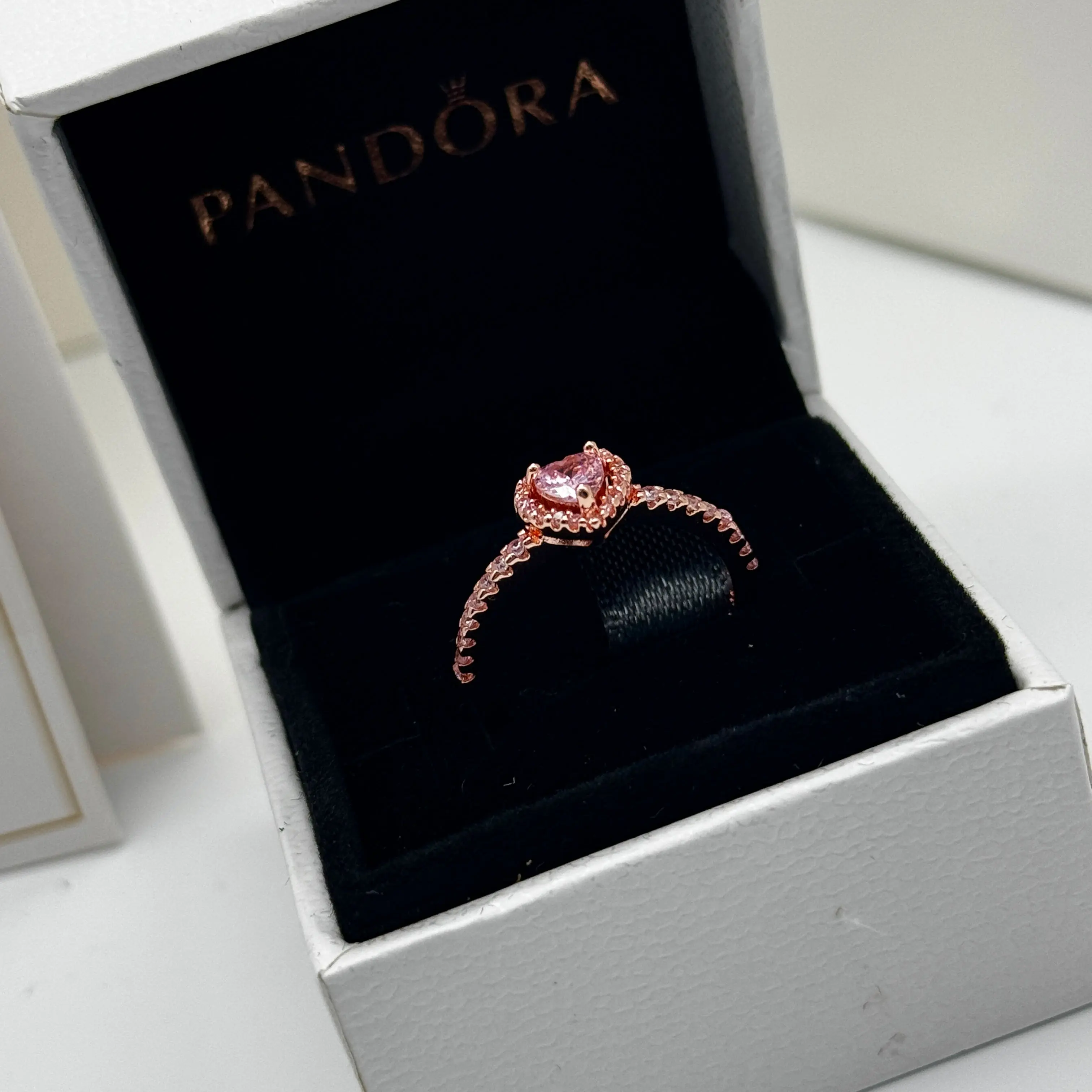 ANILLO PANDORA PROMESA CORAZON BRILLANTE ELEVADO ORO ROSA + KIT DE REGALO - Image 4