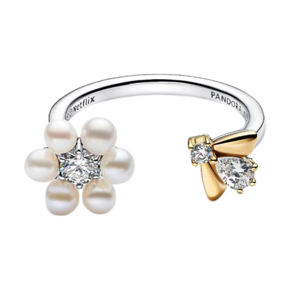 ANILLO PANDORA BRIDGERTON ABIERTO ABEJA Y FLOR PLATA .925 - Image 2