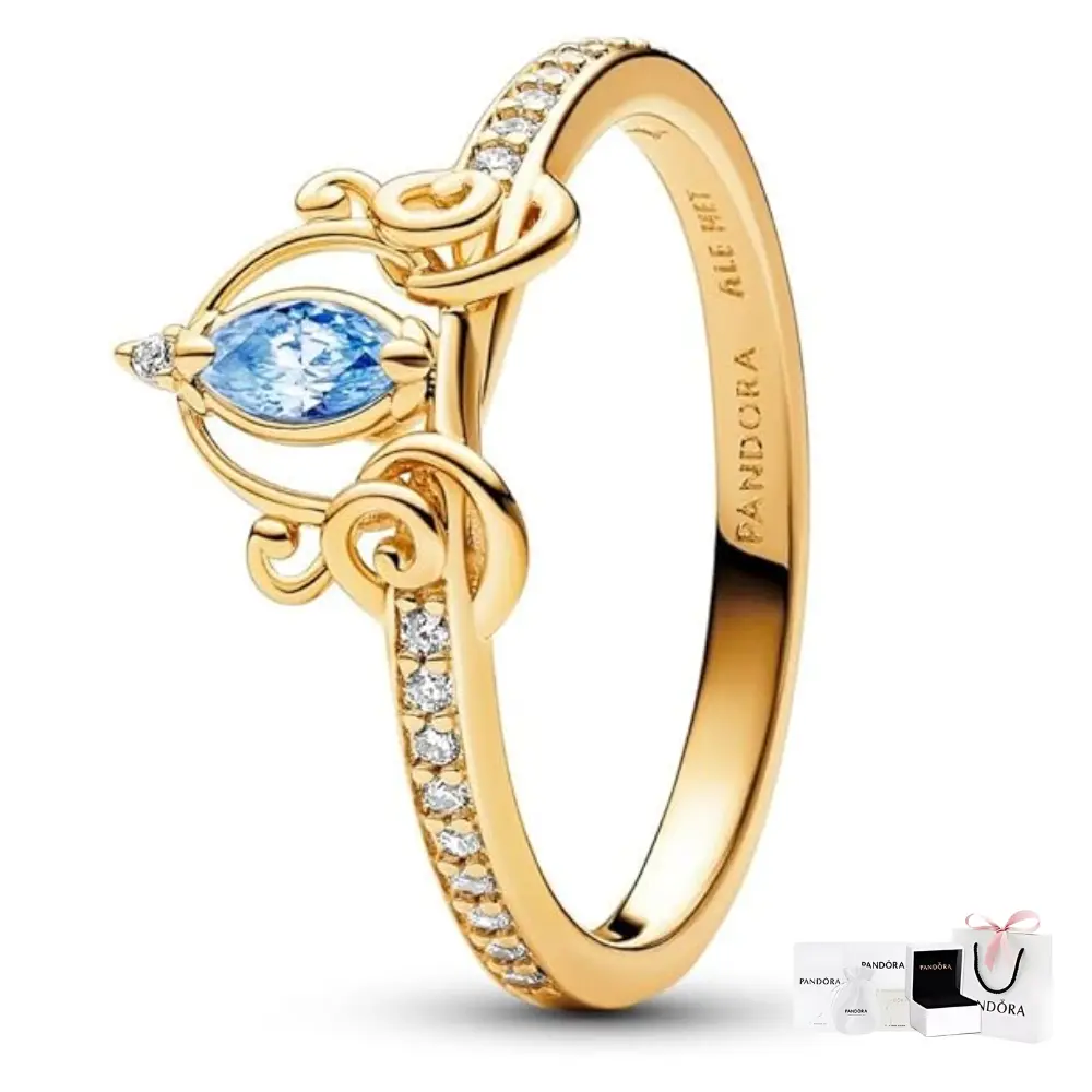 ANILLO PANDORA CENICIENTA DISNEY PRINCESA ORO 14K .925