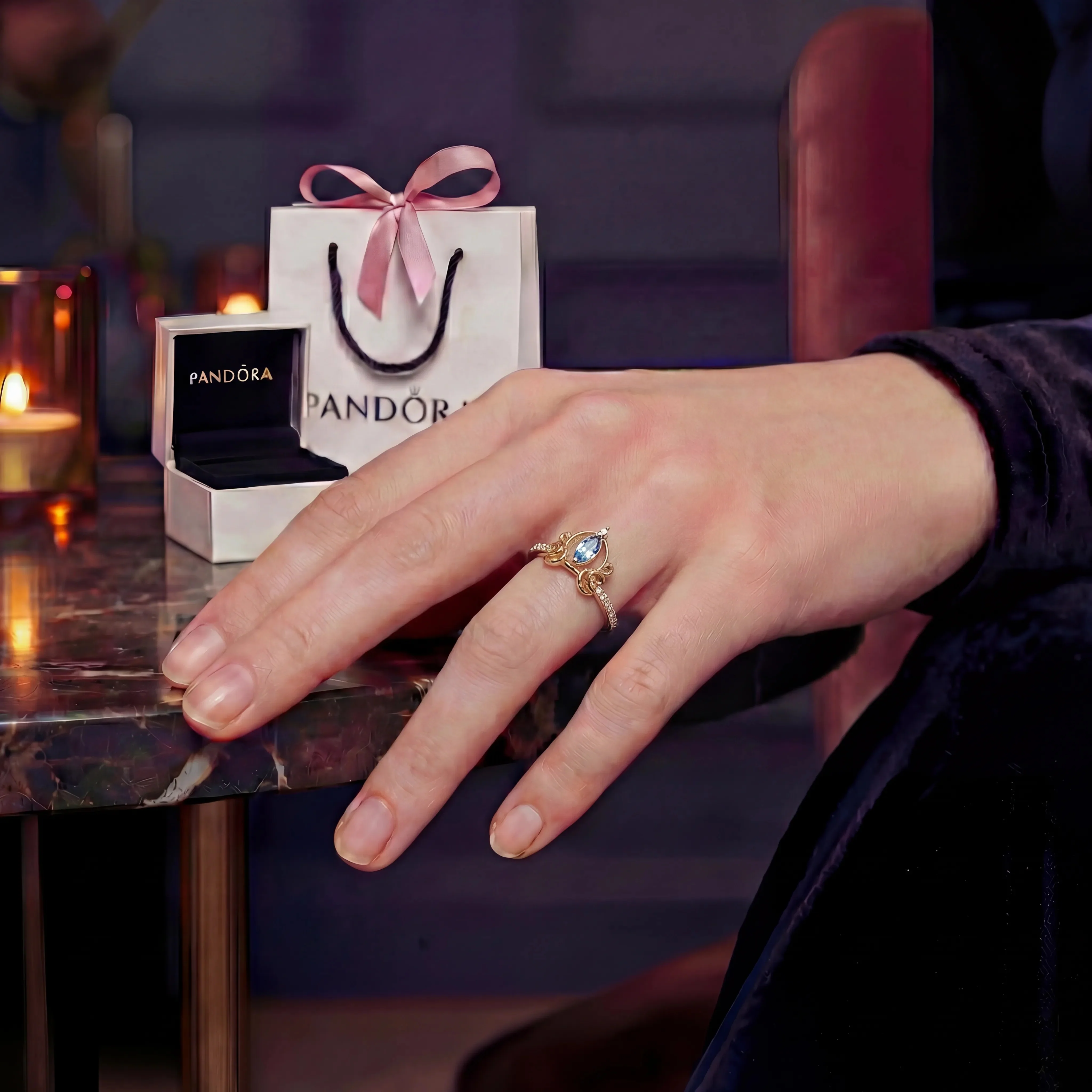 ANILLO PANDORA CENICIENTA DISNEY PRINCESA ORO 14K .925 - Image 2
