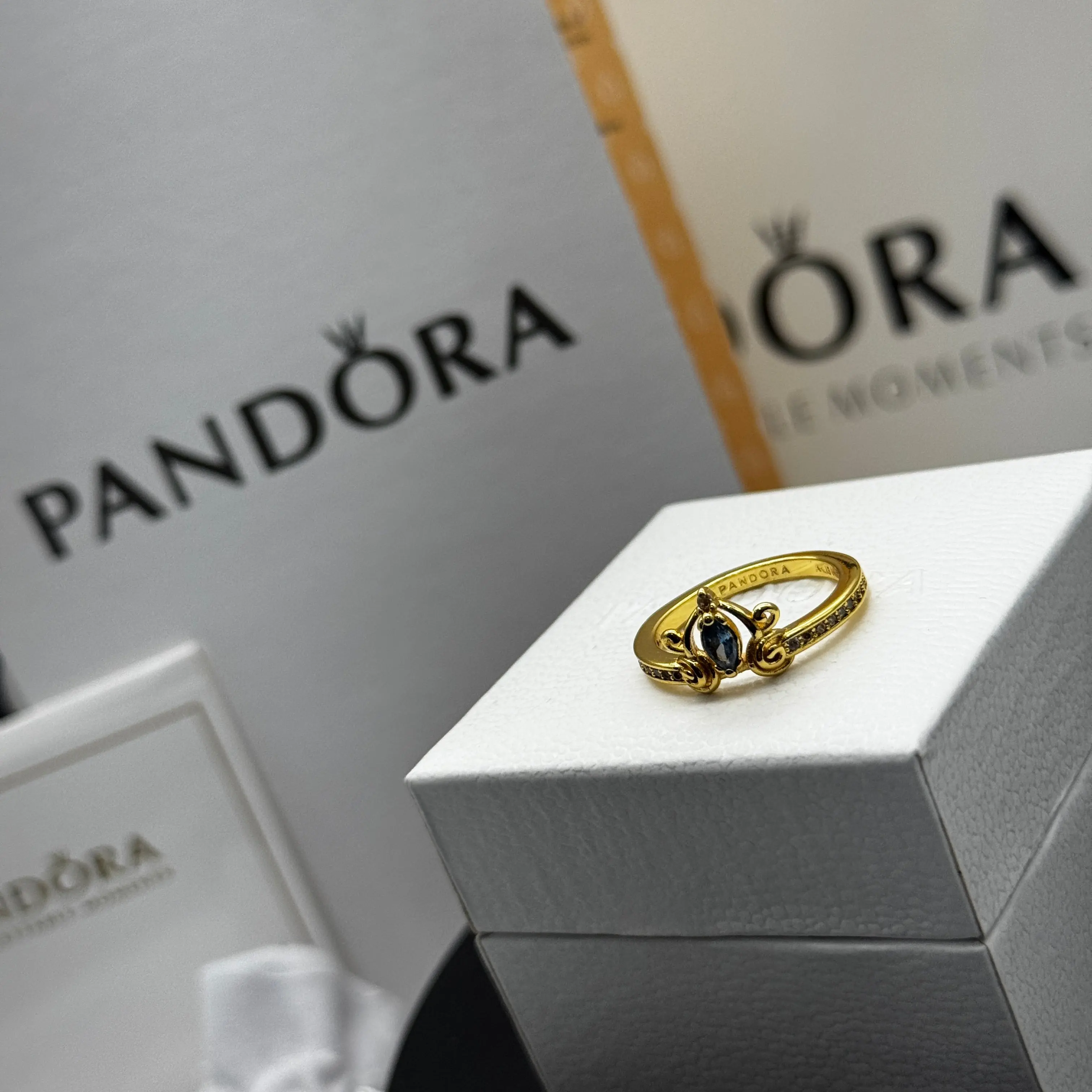 ANILLO PANDORA CENICIENTA DISNEY PRINCESA ORO 14K .925 - Image 5