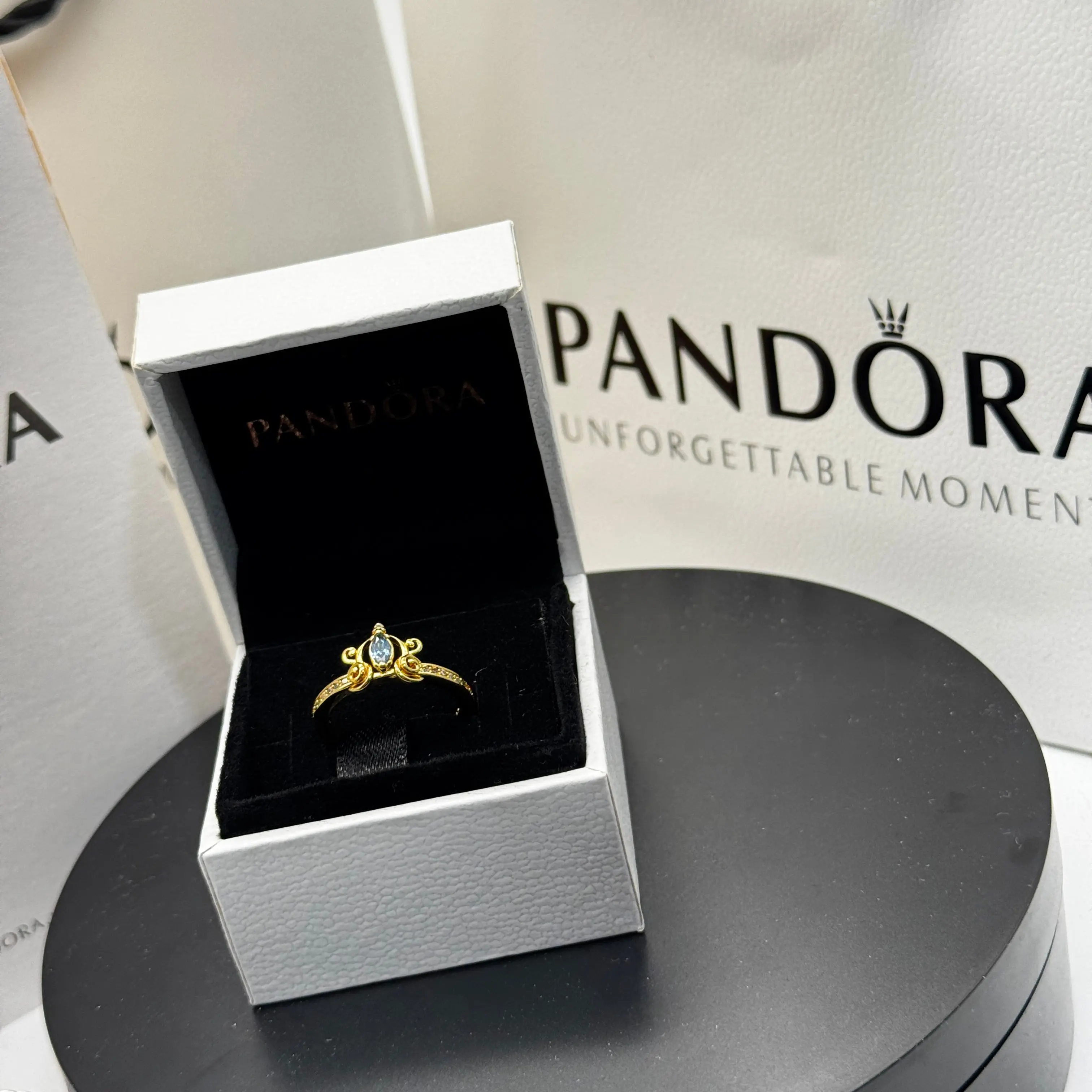 ANILLO PANDORA CENICIENTA DISNEY PRINCESA ORO 14K .925 - Image 7