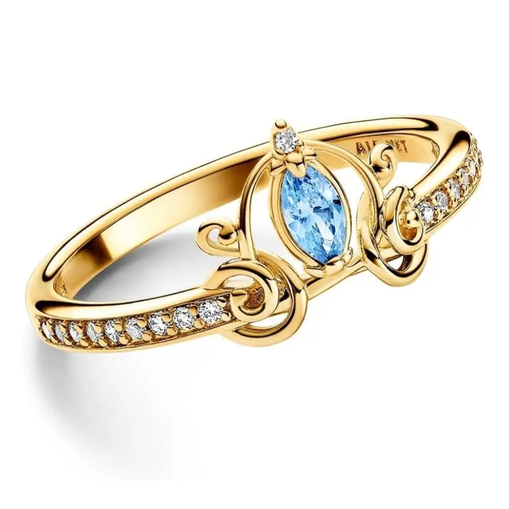 ANILLO PANDORA CENICIENTA DISNEY PRINCESA ORO 14K .925 - Image 8
