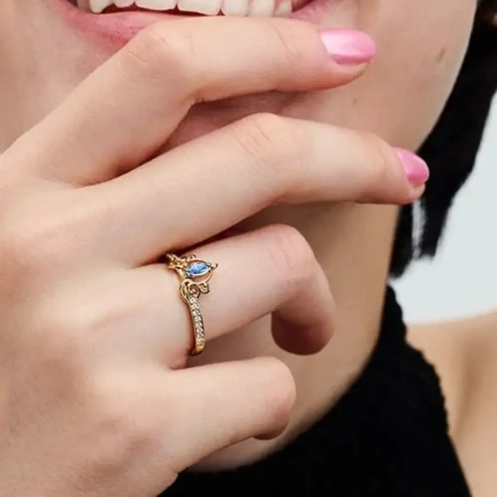 ANILLO PANDORA CENICIENTA DISNEY PRINCESA ORO 14K .925 - Image 9