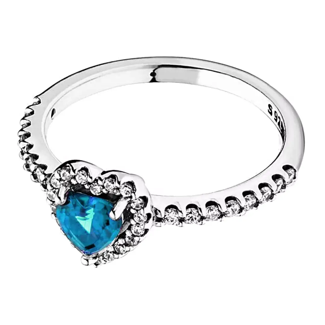 ANILLO PANDORA PROMESA CORAZON ELEVADO AZUL + KIT DE REGALO - Image 3
