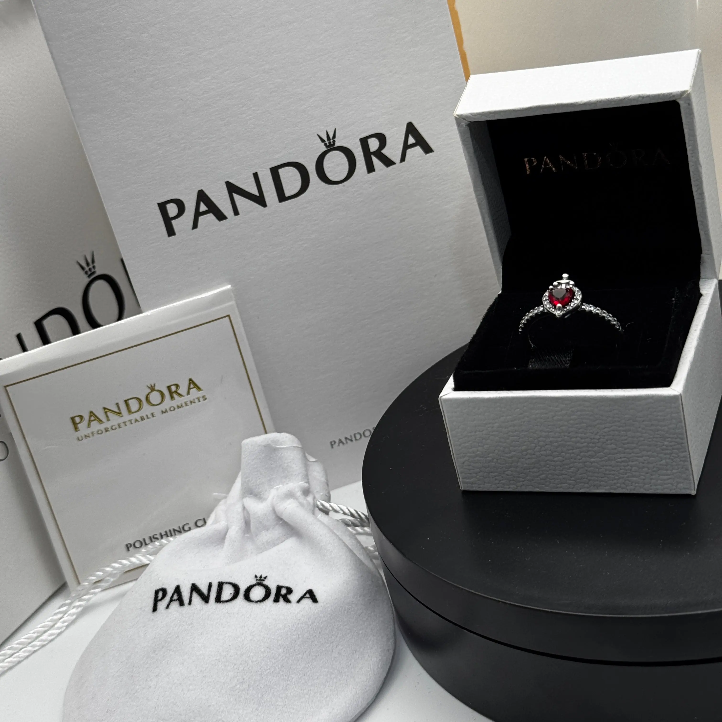 ANILLO PANDORA CORAZON ROJO ESPADA REINA MALVADA DISNEY PLATA .925 - Image 5