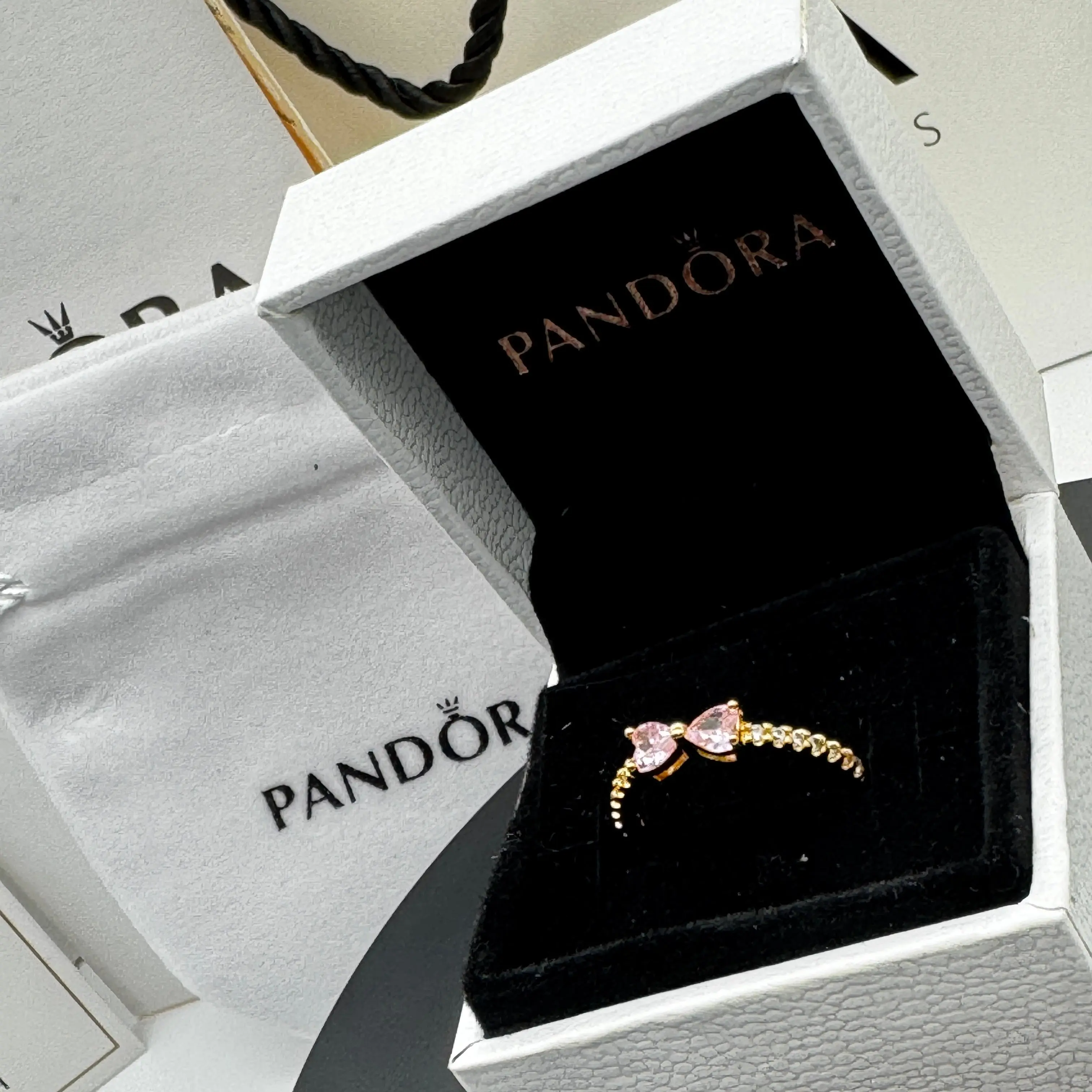 ANILLO PANDORA LAZO MOÑO ROSA DORADO ORO 14K ACCESORIOS - Image 7