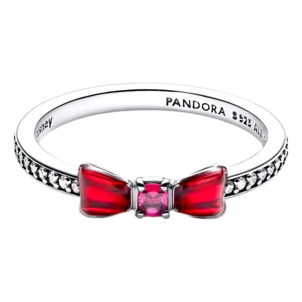 ANILLO PANDORA MOÑO ROJO PRINCESA BLANCA NIEVES PROMESA PLATA .925 - Image 8
