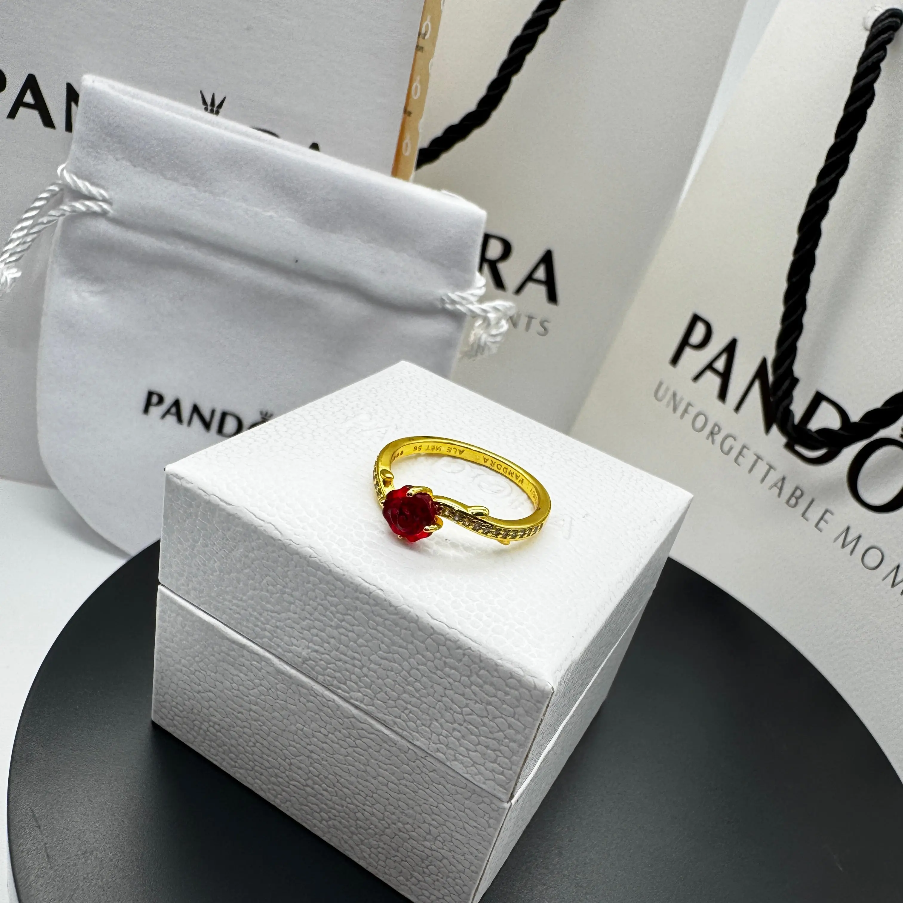 ANILLO PANDORA PRINCESA DISNEY BELLA Y LA BESTIA ROSA ENCANTADA ORO 14K - Image 3