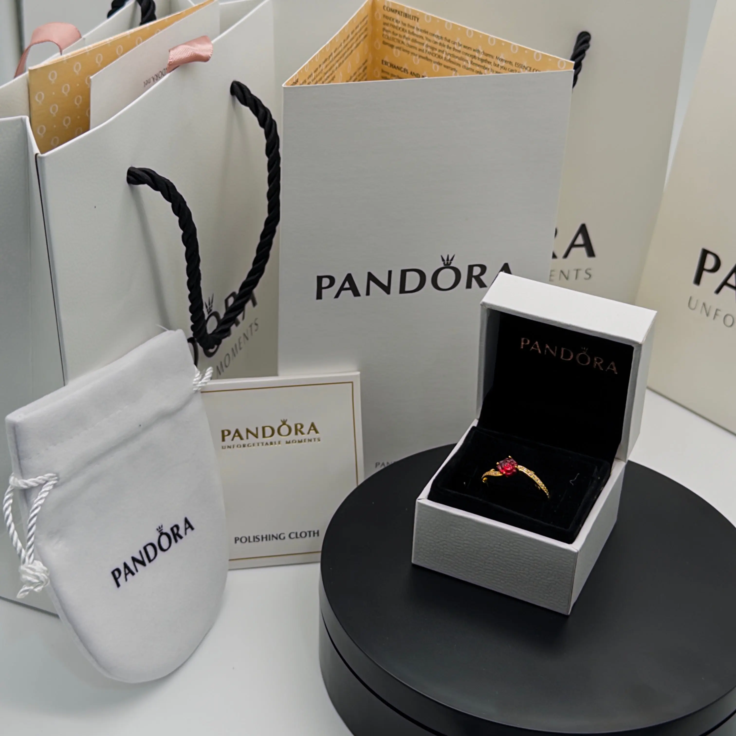 ANILLO PANDORA PRINCESA DISNEY BELLA Y LA BESTIA ROSA ENCANTADA ORO 14K - Image 4