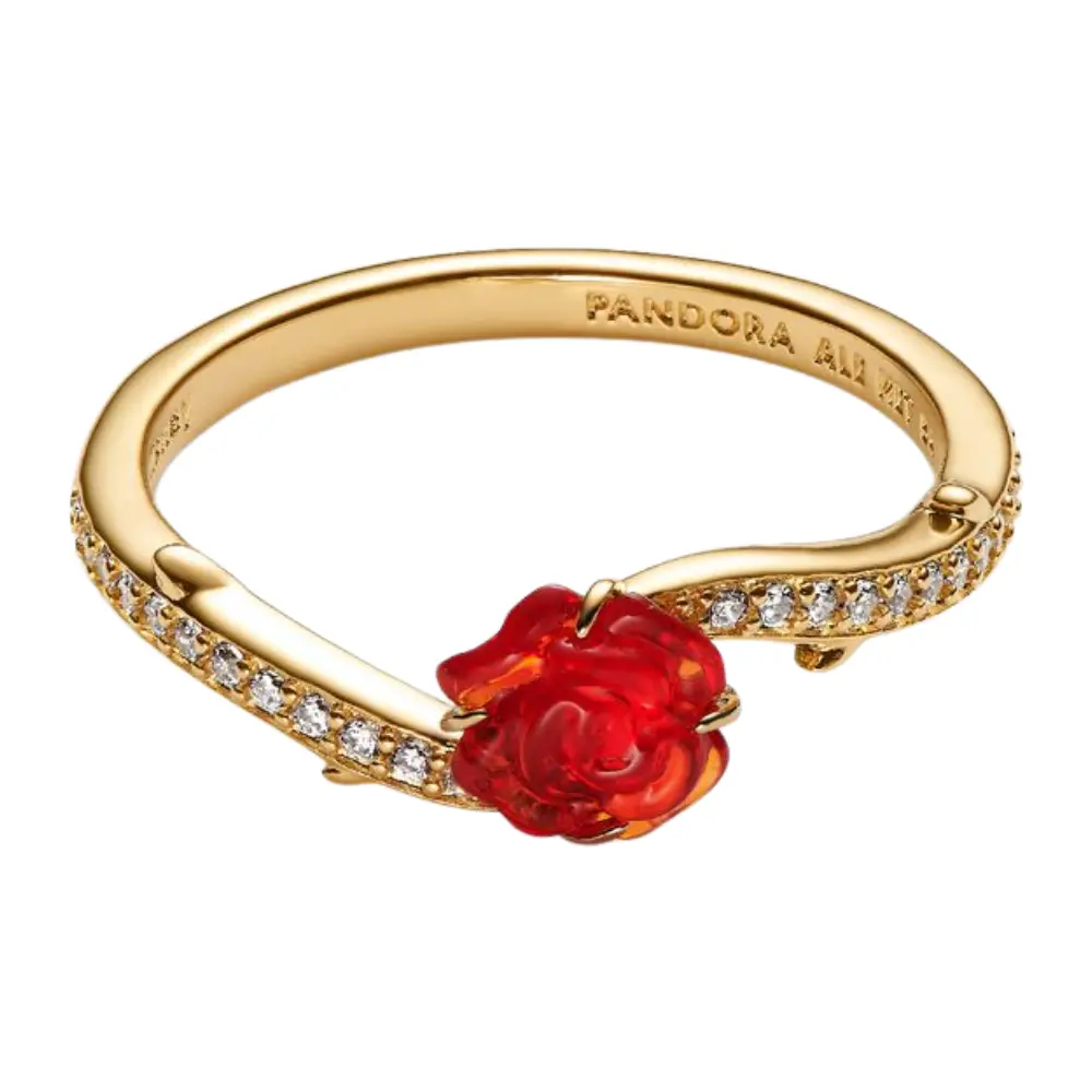 ANILLO PANDORA PRINCESA DISNEY BELLA Y LA BESTIA ROSA ENCANTADA ORO 14K - Image 7