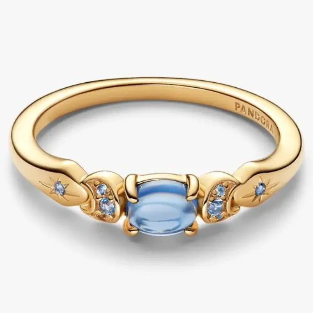 ANILLO PANDORA PINCESA DISNEY JAZMIN ALADDIN DORADO ORO 14K - Image 2