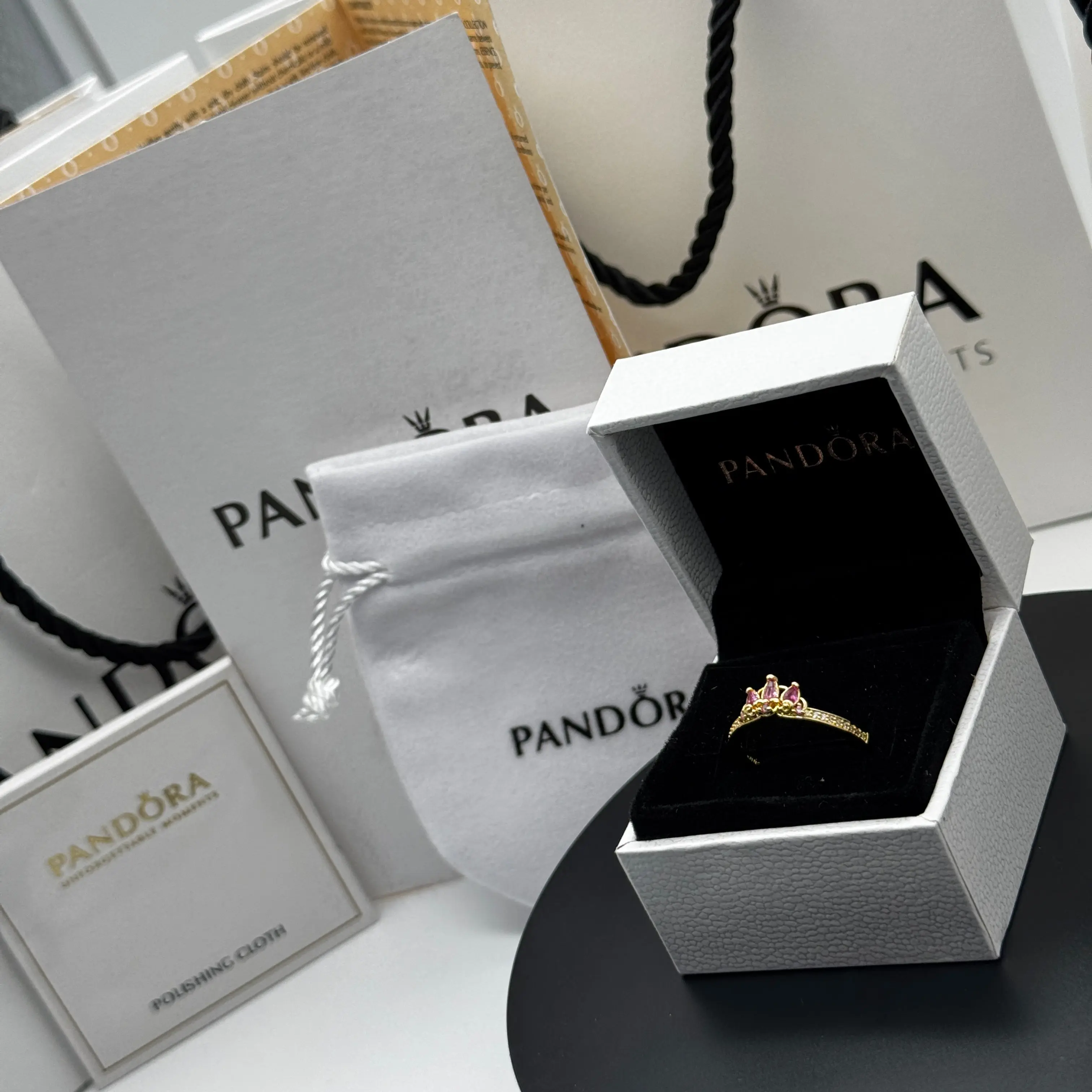 ANILLO PANDORA PRINCESA DISNEY RAPUNZEL TIARA DORADO - Image 3