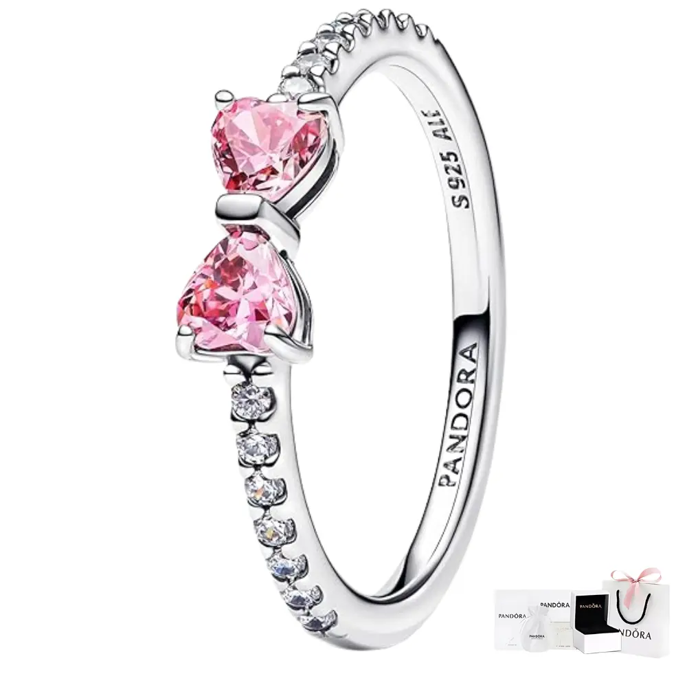 ANILLO PANDORA LAZO MOÑO ROSA PLATA .925 ACCESORIOS