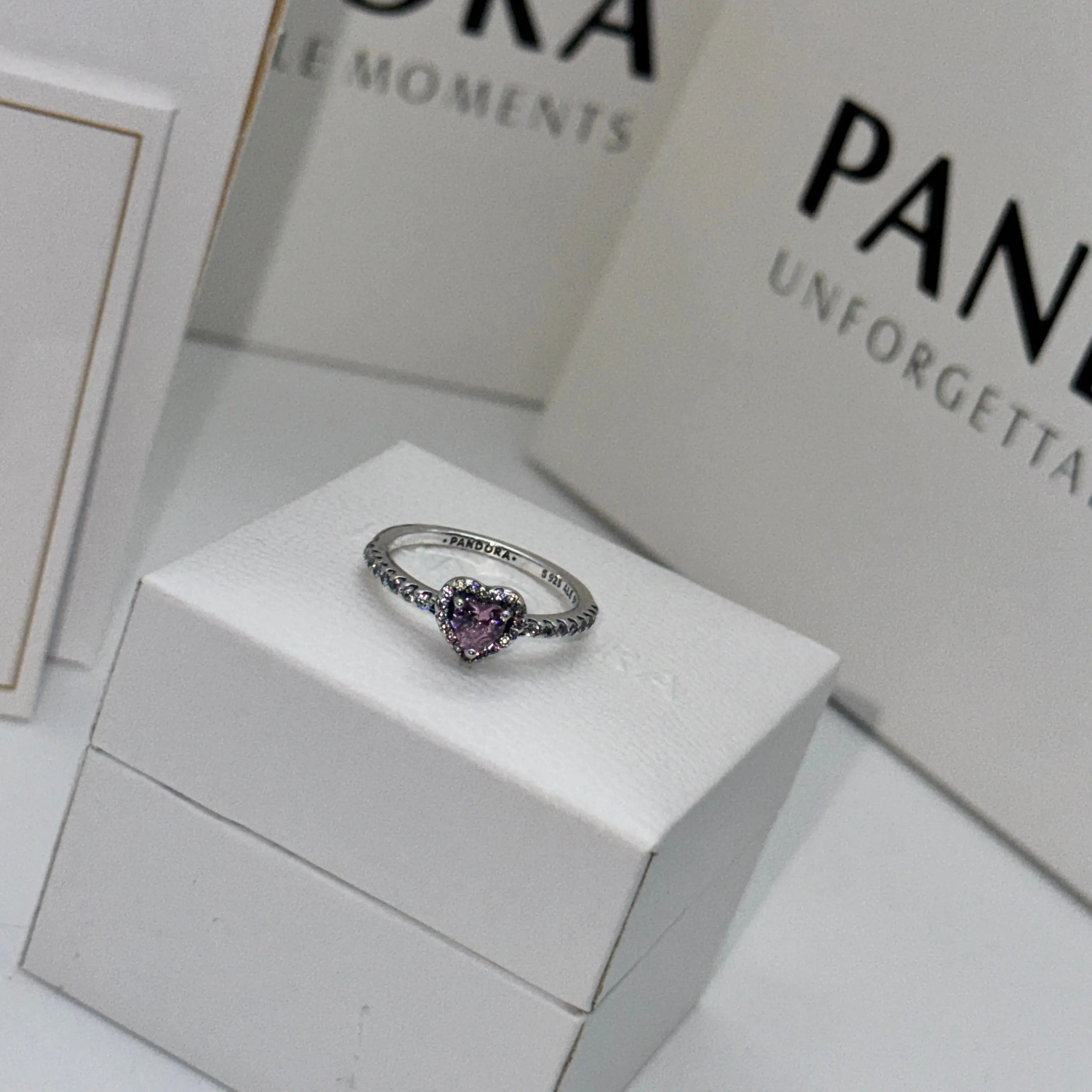 ANILLO PROMESA CORAZON ELEVADO PLATEADO ROSA PLATA .925 + KIT DE REGALO - Image 3