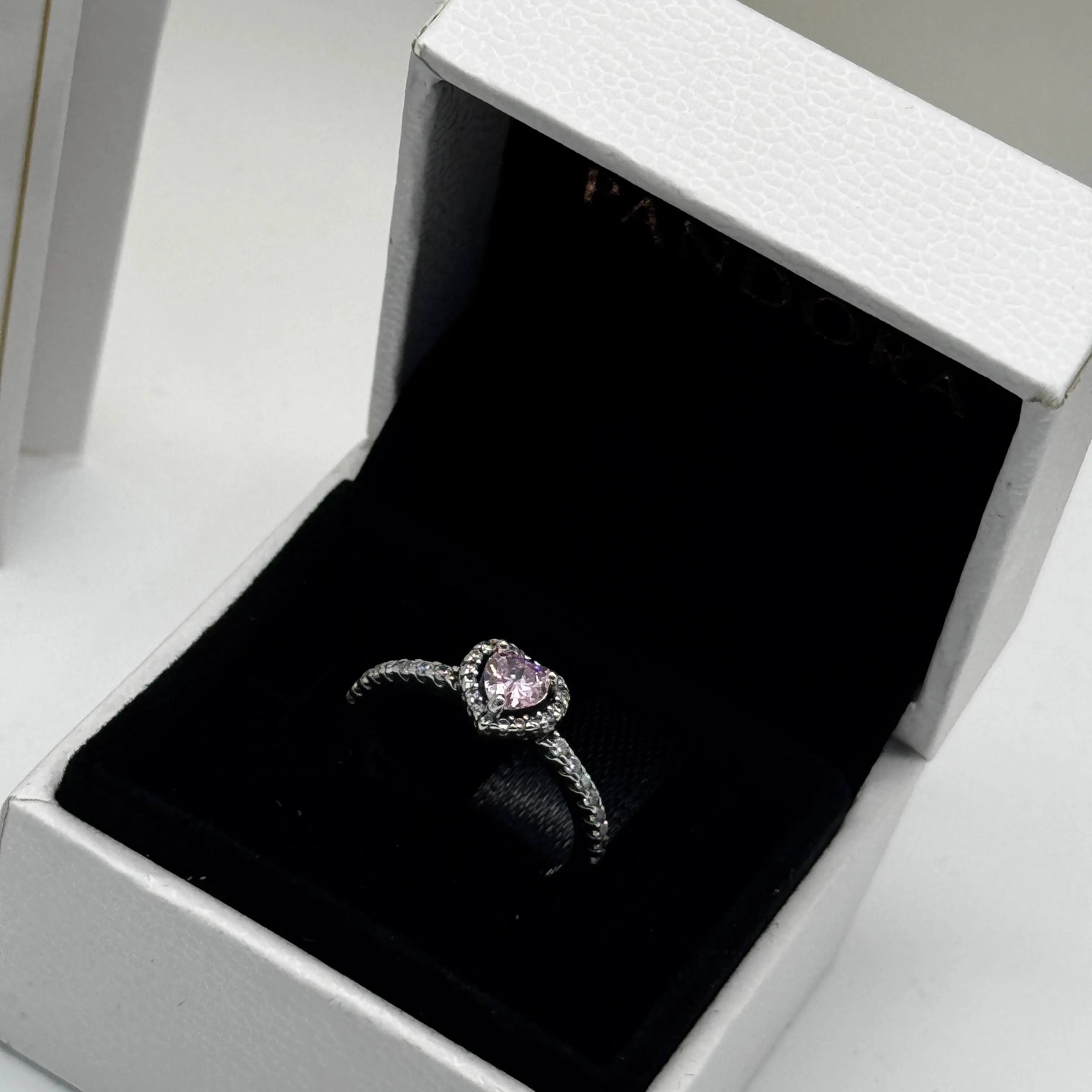ANILLO PROMESA CORAZON ELEVADO PLATEADO ROSA PLATA .925 + KIT DE REGALO - Image 4