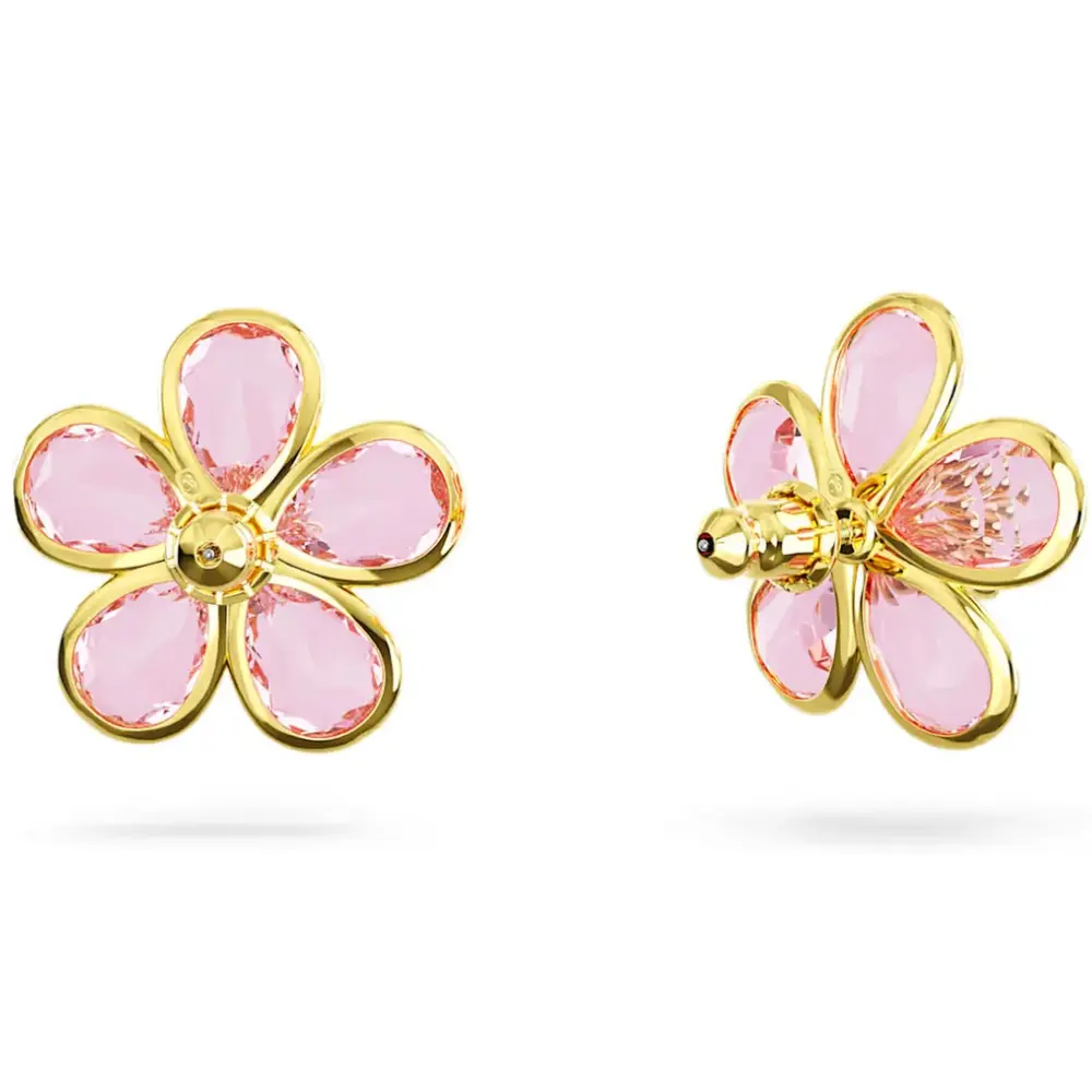 ARETES PENDIENTES FLOR FLORERE CRISTALES ROSA SWAROVSKI ORO 14K + KIT DE REGALO - Image 5
