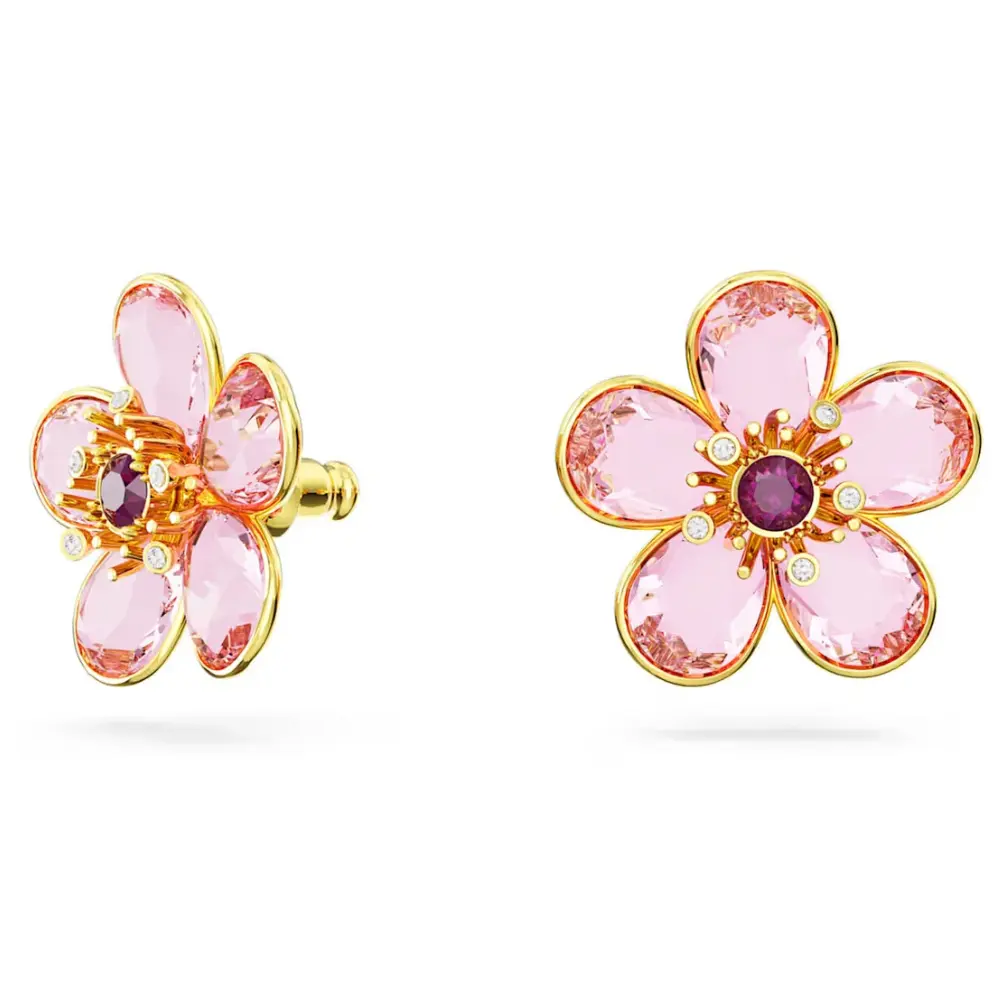 ARETES PENDIENTES FLOR FLORERE CRISTALES ROSA SWAROVSKI ORO 14K + KIT DE REGALO - Image 6