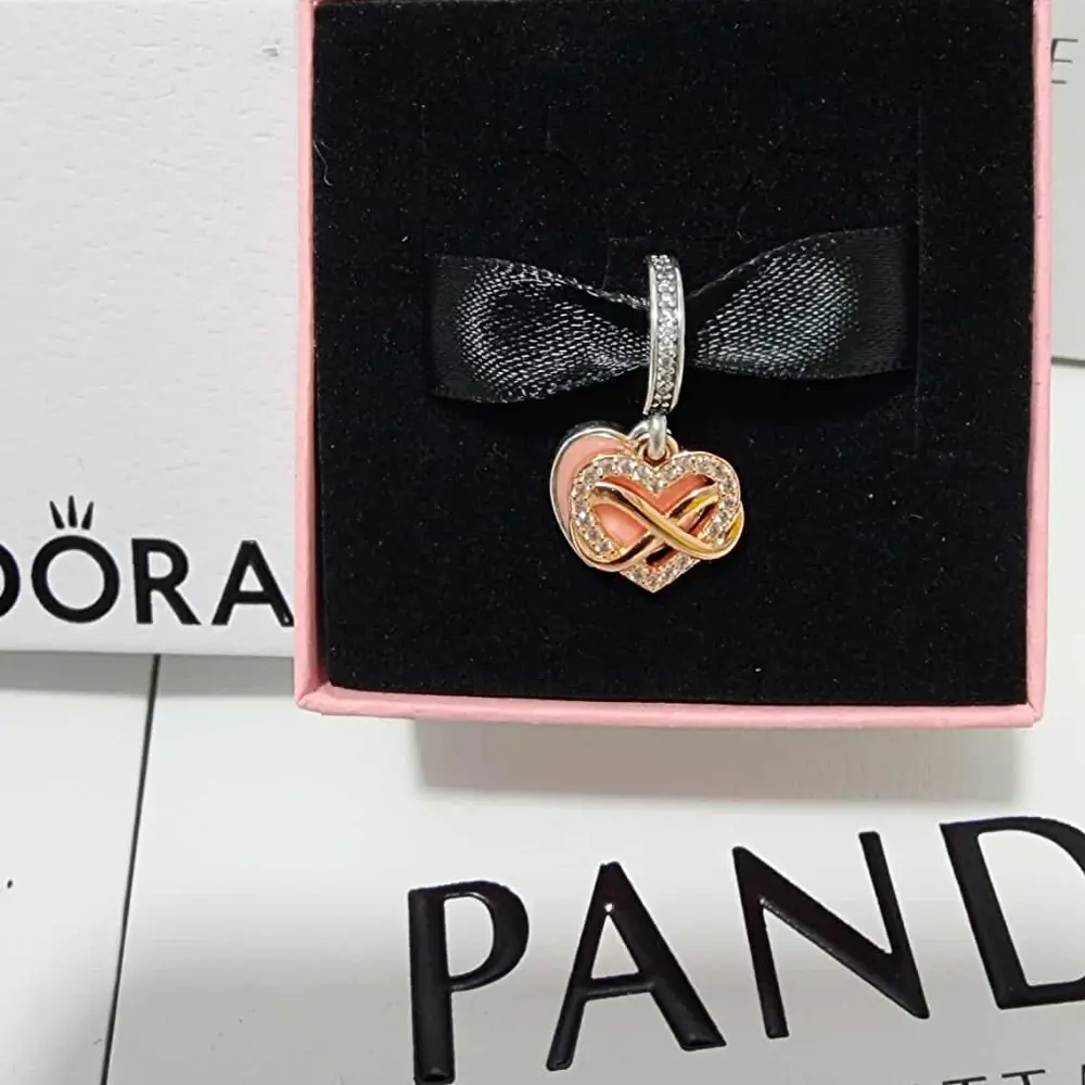 CHARM COLGANTE CORAZON INFINITO RESPLANDECIENTE ORO ROSA 14K PANDORA - Image 2