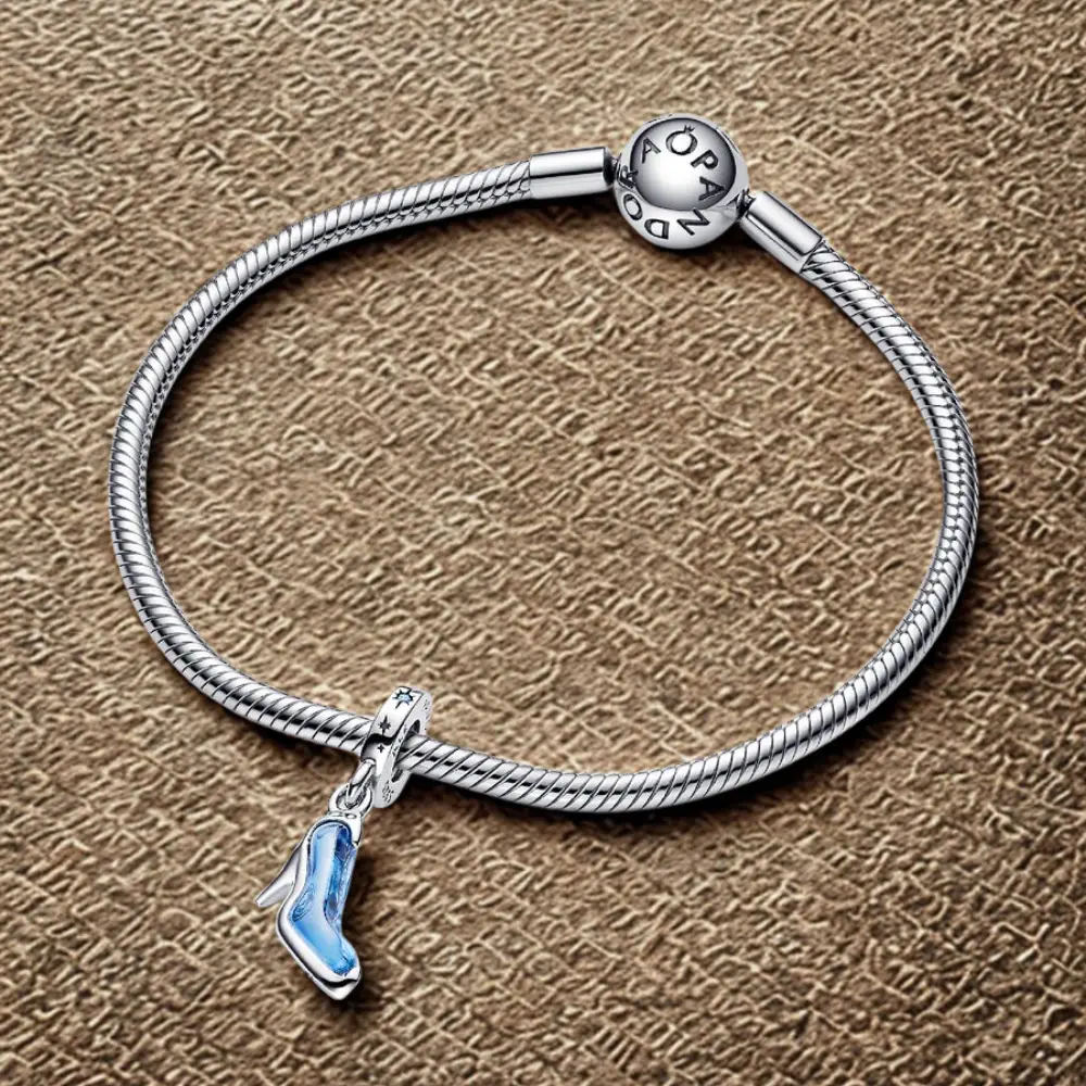 CHARM COLGANTE PANDORA ZAPATILLA CENICIENTA DISNEY AZUL PLATA .925 - Image 5