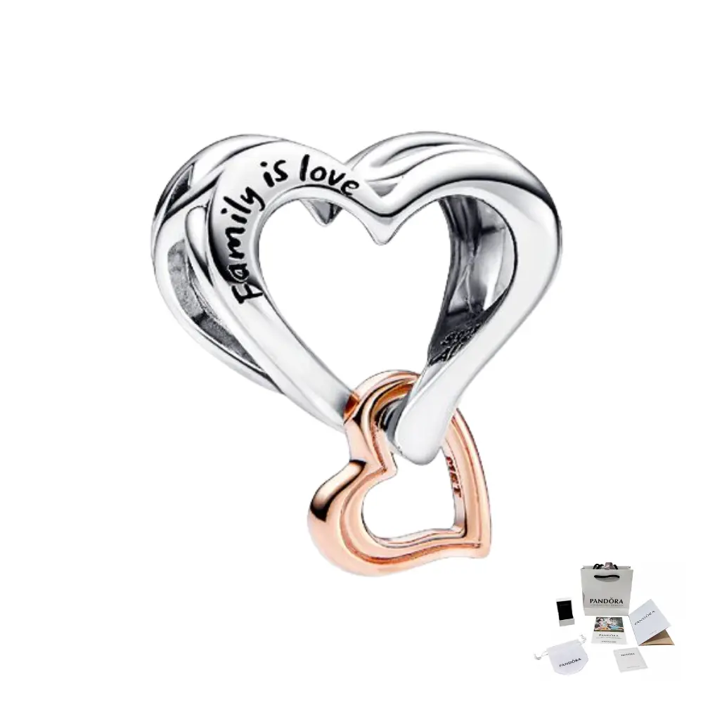 CHARM PANDORA 2 TONOS CORAZON CALADO INFINITO FAMILY IS LOVE .925