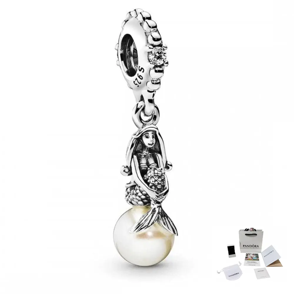 CHARM PANDORA ARIEL SIRENITA PERLAS DISNEY PLATA .925