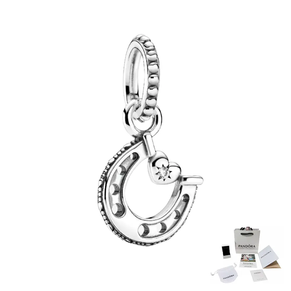 CHARM PANDORA COLGANTE HERRADURA CORAZON BUENA SUERTE .925