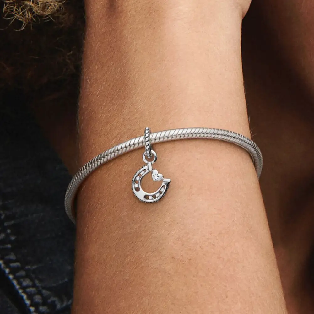 CHARM PANDORA COLGANTE HERRADURA CORAZON BUENA SUERTE .925 - Image 2