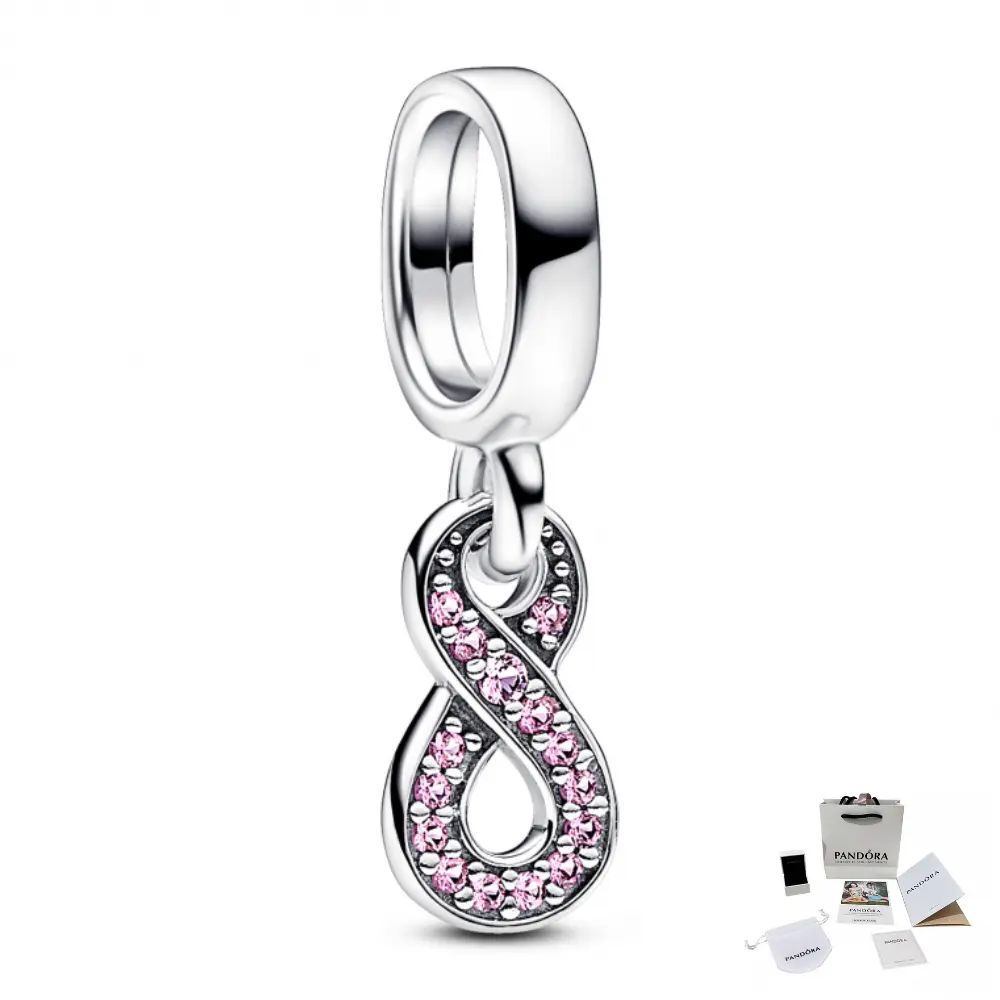 CHARM PANDORA COLGANTE INFINITO BRILLANTE ROSA PLATA .925