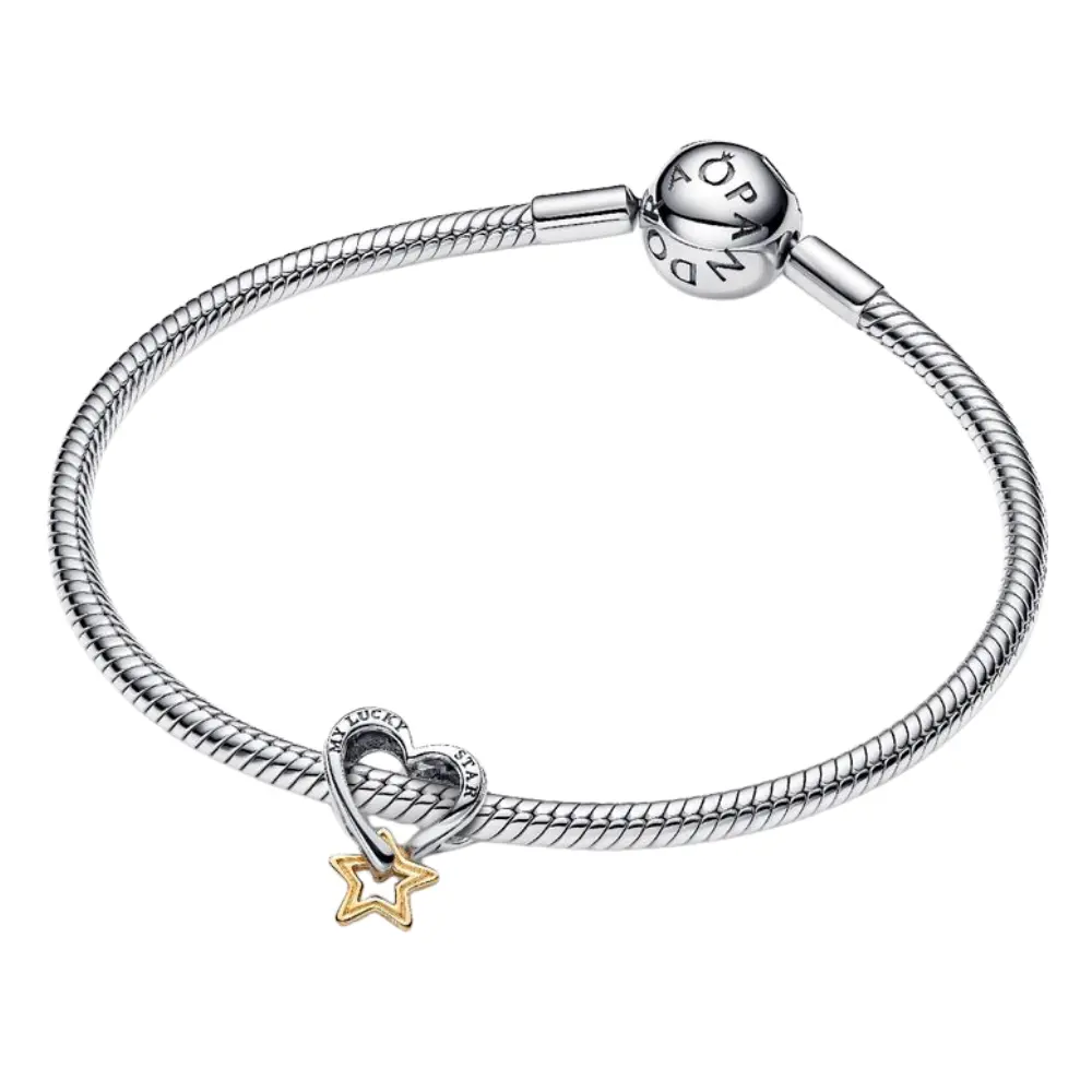 CHARM PANDORA COLGANTE LUCKY STAR CORAZON ESTRELLA DE LA SUERTE .925 - Image 2