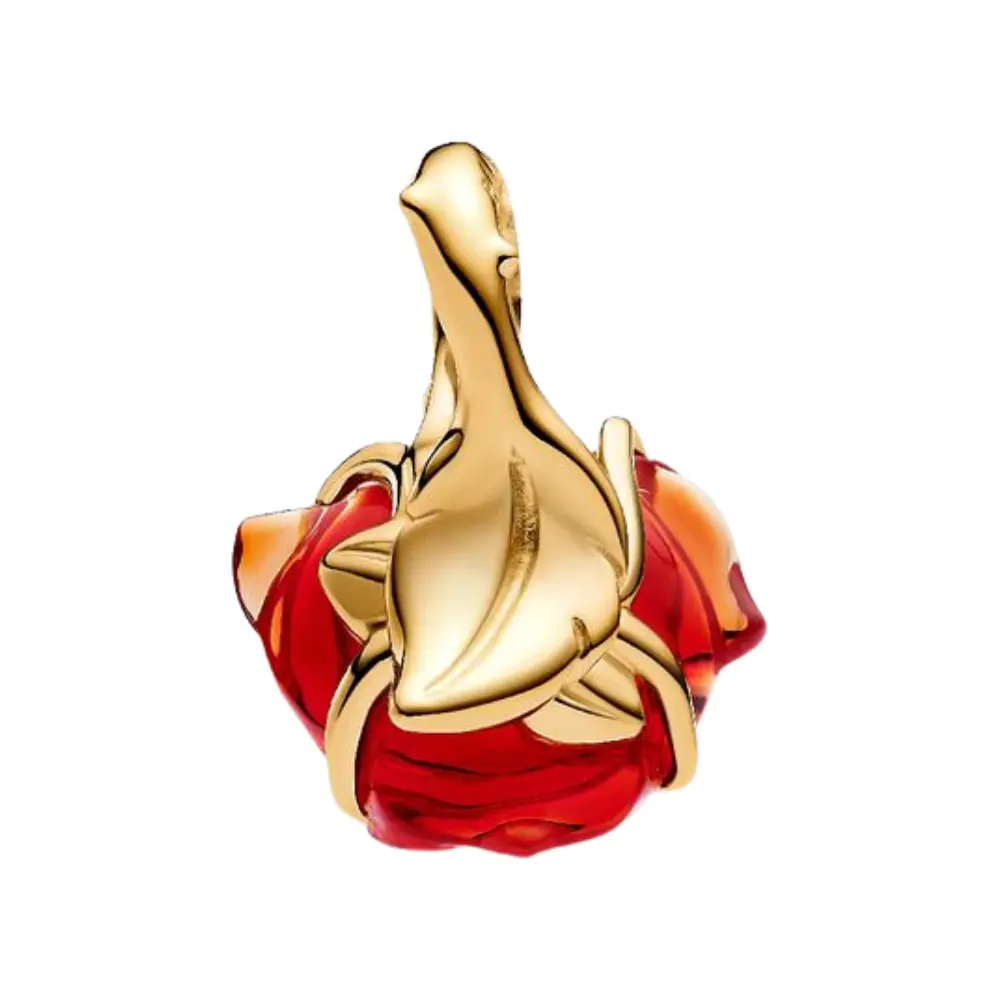 CHARM PANDORA COLGANTE ROSA ENCANTADA ROJA DISNEY BELLA Y BESTIA ORO 14K - Image 4