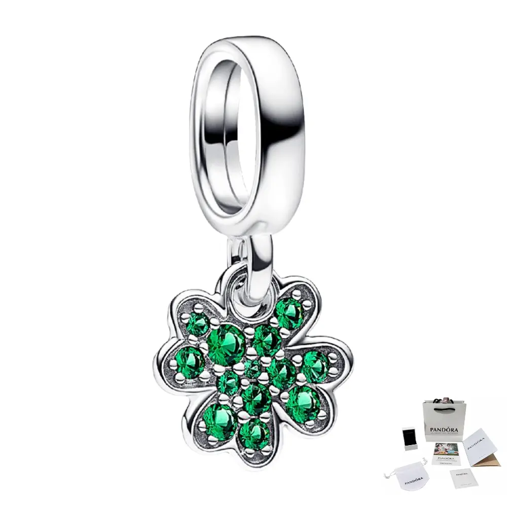 CHARM PANDORA COLGANTE TREBOL VERDE 4 HOJAS .925