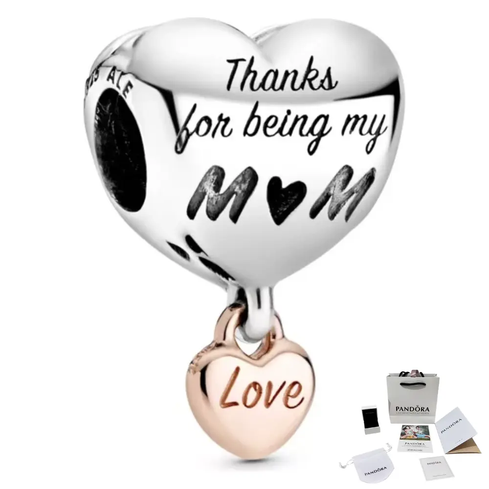 CHARM PANDORA CORAZON THANK YOU FOR BEING MY MOM GRACIAS POR SER MI MAMA