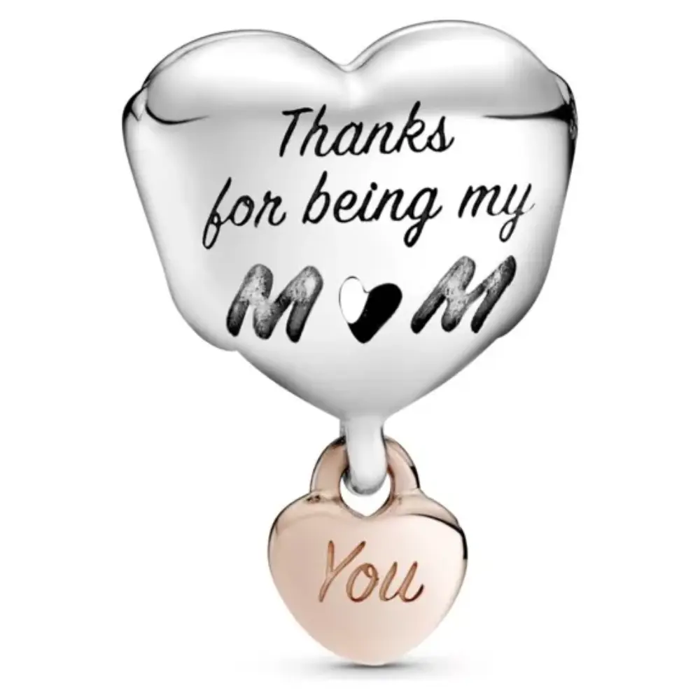 CHARM PANDORA CORAZON THANK YOU FOR BEING MY MOM GRACIAS POR SER MI MAMA - Image 2