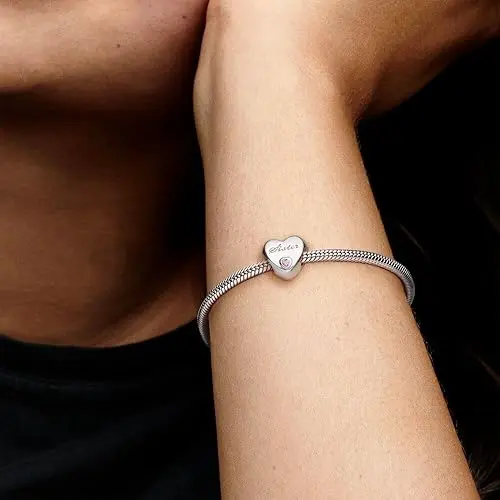 CHARM PANDORA SISTER HERMANA CORAZON AMOR PLATA 925 - Image 2