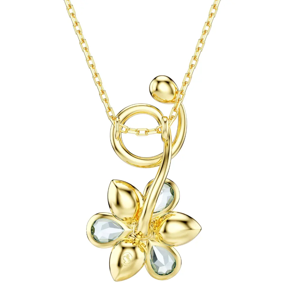 COLLAR COLGANTE SWAROVSKI FLORERE FLOR IDYLLIA AZUL ORO CRISTALES + KIT DE REGALO - Image 4