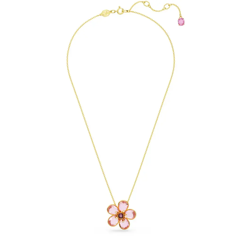 COLLAR COLGANTE SWAROVSKI FLORERE FLOR ROSA ORO CRISTALES + KIT DE REGALO - Image 6