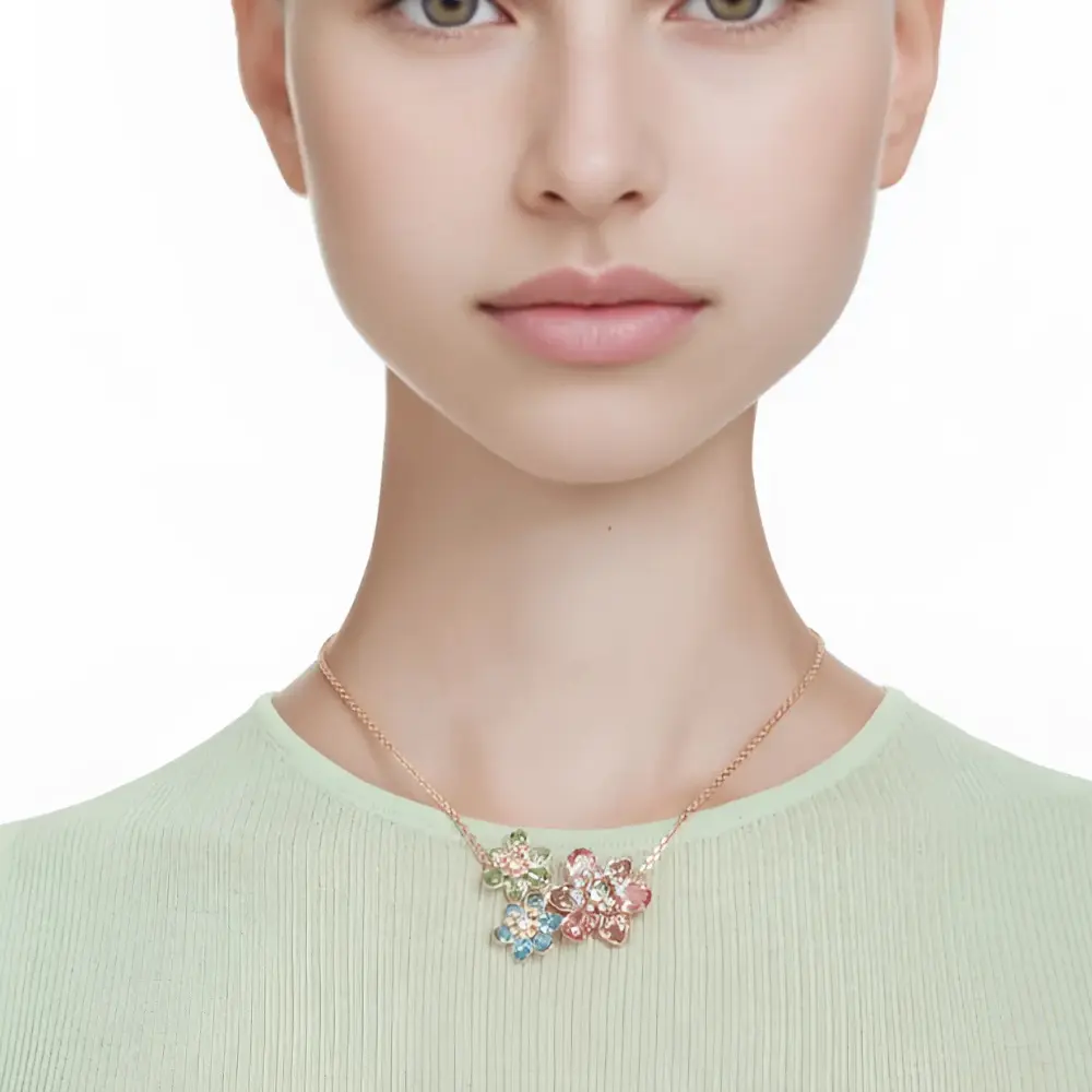 COLLAR COLGANTE SWAROVSKI IDYLLIA FLORES CRISTALES MULTI COLOR + KIT DE REGALO - Image 6